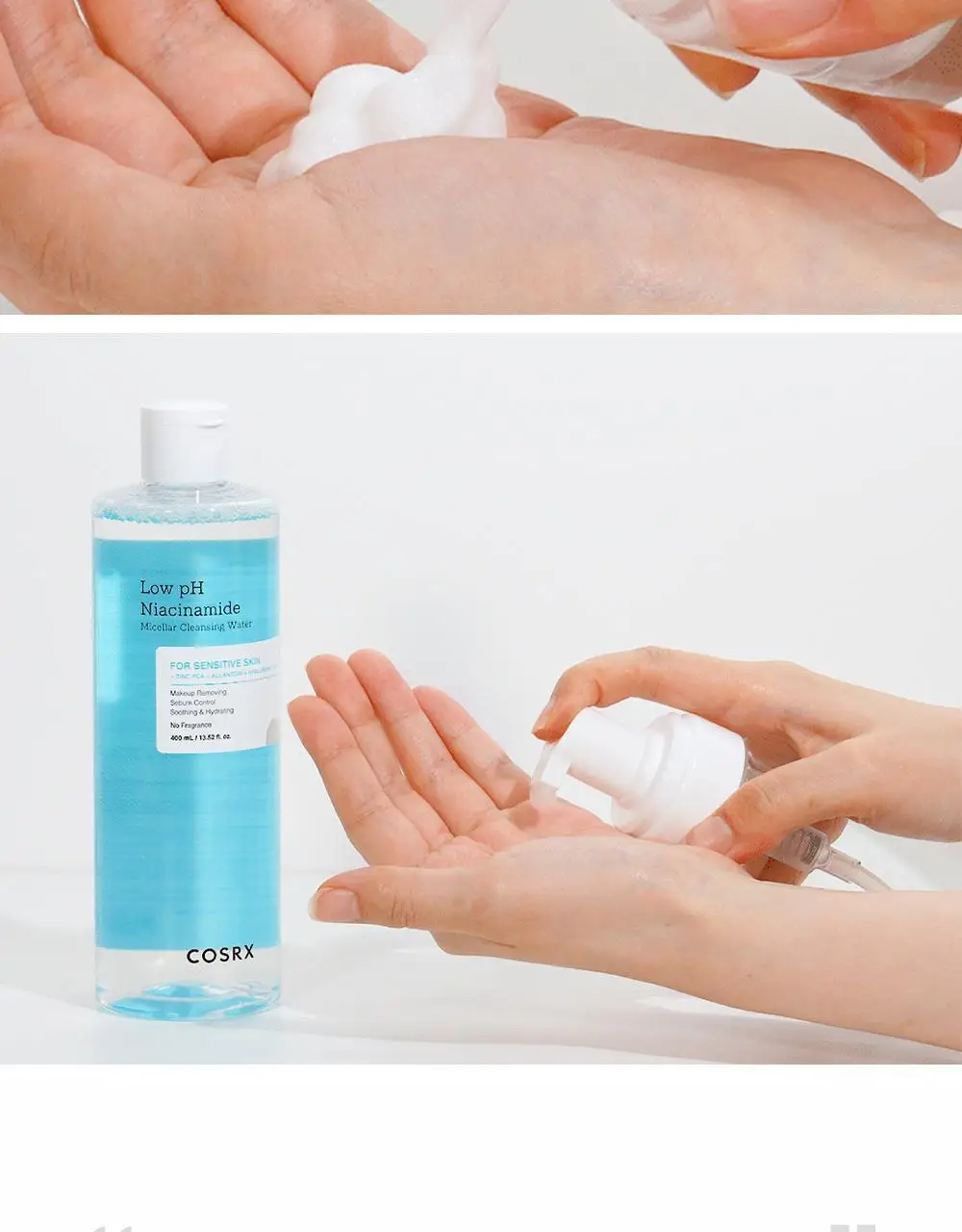 [거품용기증정] 코스알엑스 약산성 민감피부 수분세안 클렌징워터 400ml 더블 기획 (+거품용기) 상세페이지 23
